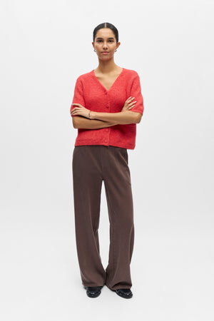 Saggia V-Neck Knit Cardigan - Poinsettia Melange