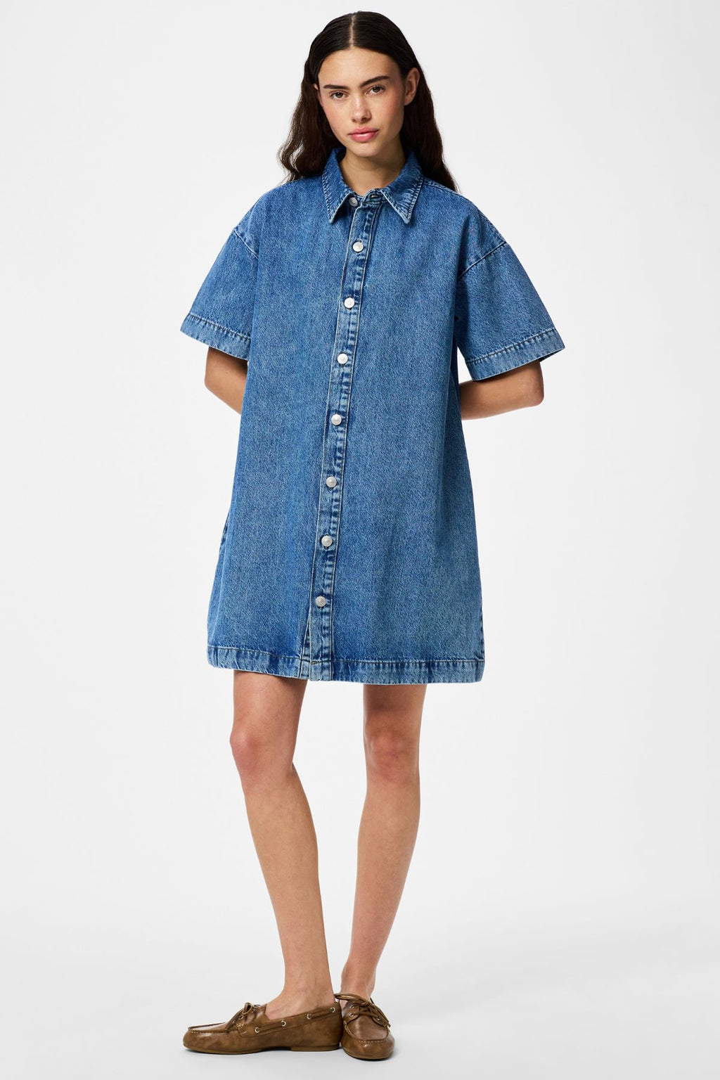 Sky A-Shape Denim Kjole - Medium Blue Denim