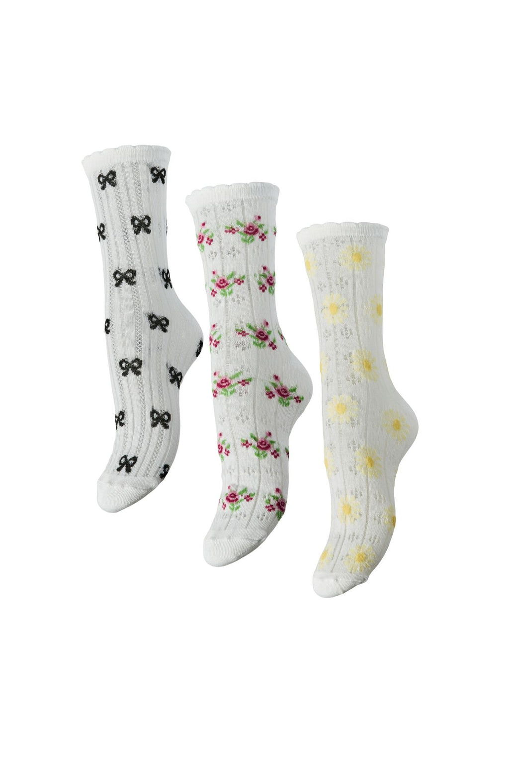 Bella Pointelle Socks 3-Pak - Cloud Dancer