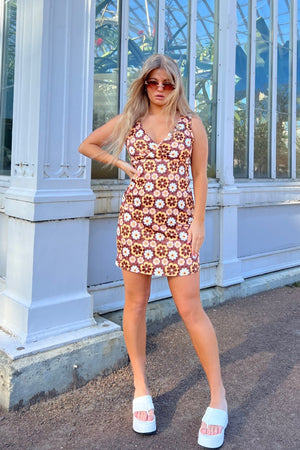 LA vintage love dress - brown floral