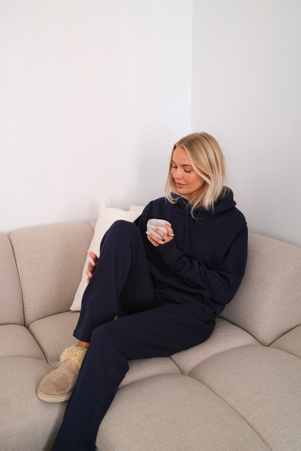 Essential Hooded Sweatset til Dame - Navy