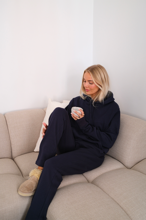 Essential Hooded Sweatset til Dame - Navy