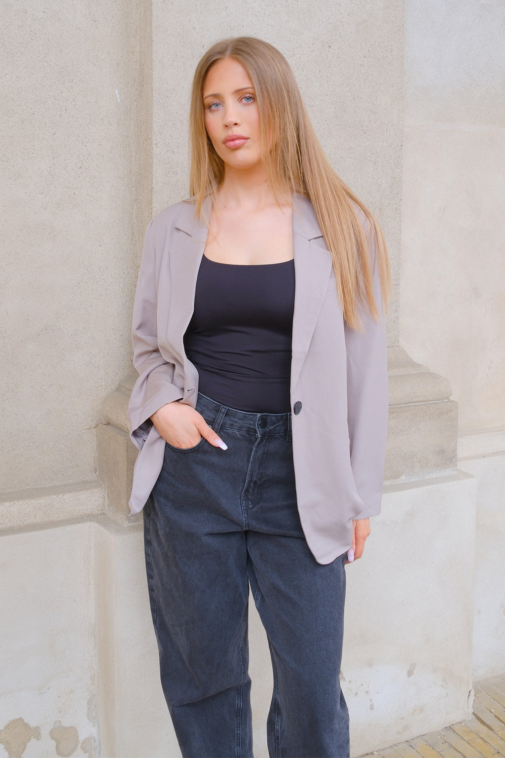Oversized Blazer - Grå