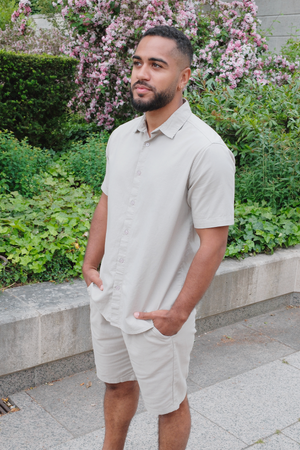 Kortærmet Hørskjorte - Sand