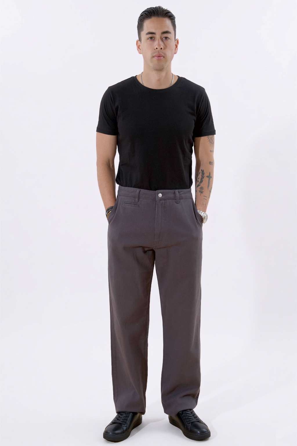 Straight Cotton Chino - Grå