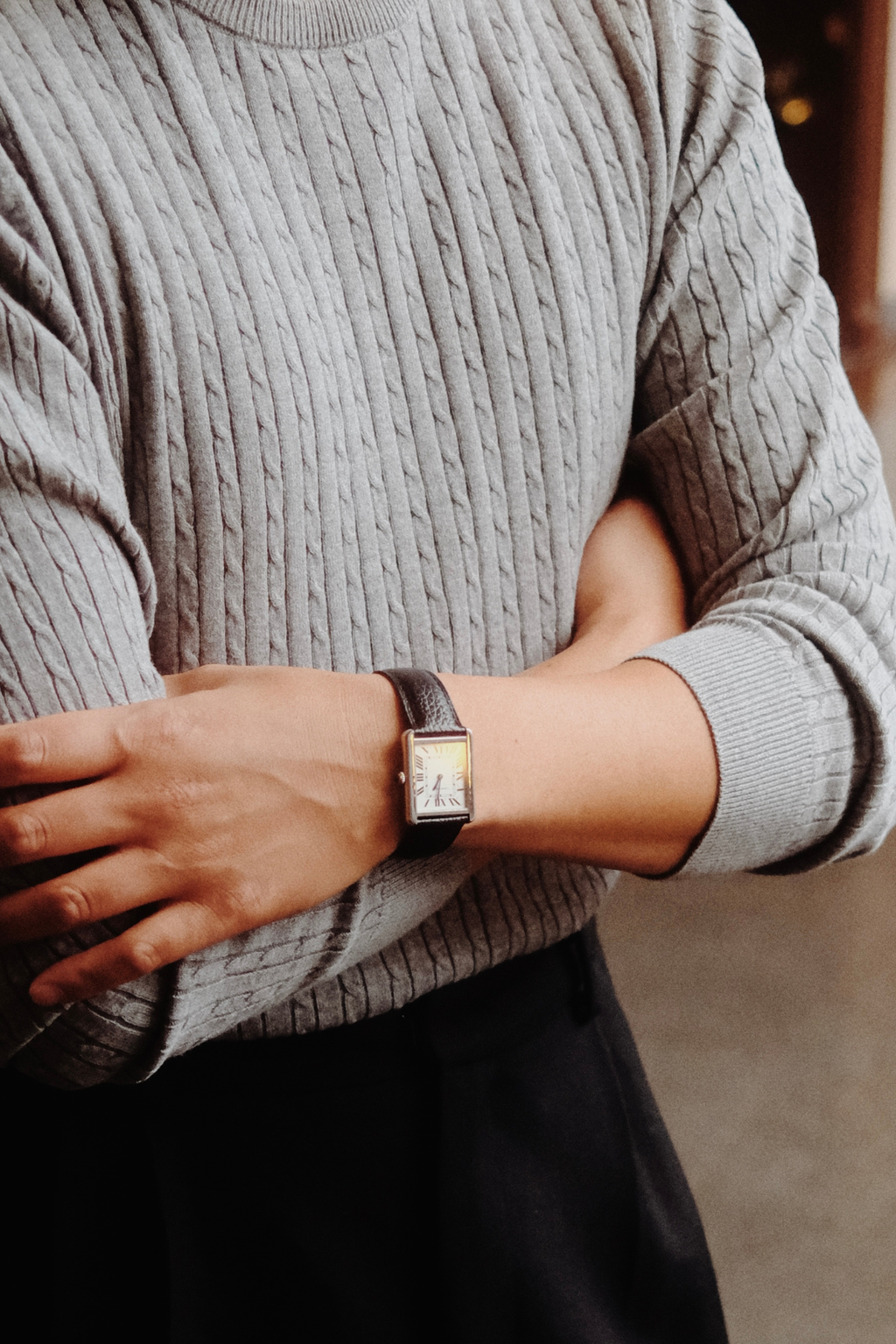 Pullover Kabel Strik - Grå Melange