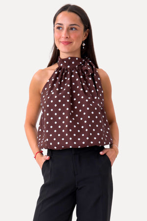 Wilma Top - Brun/Hvid