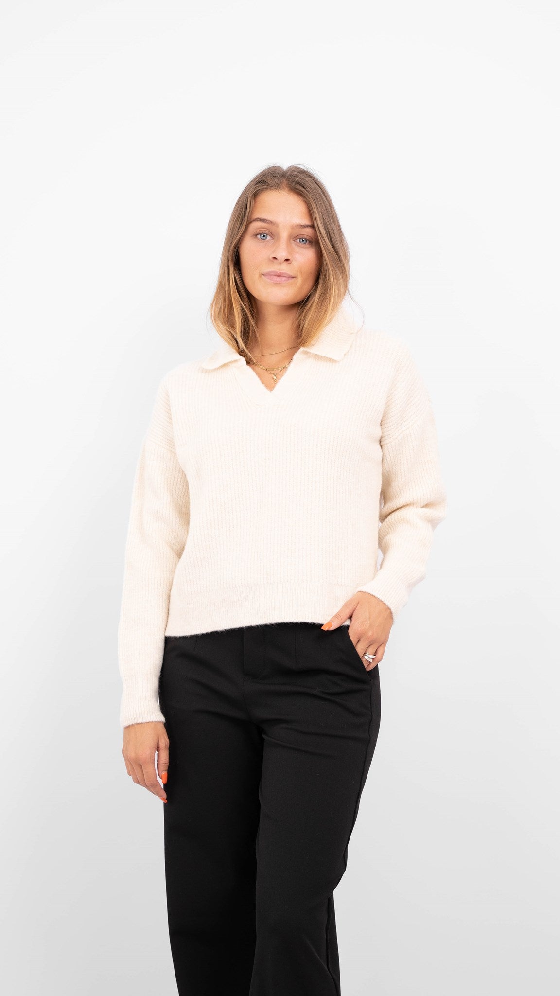 Olina Collar Bluse - Birch - Vero Moda - Sand/Beige