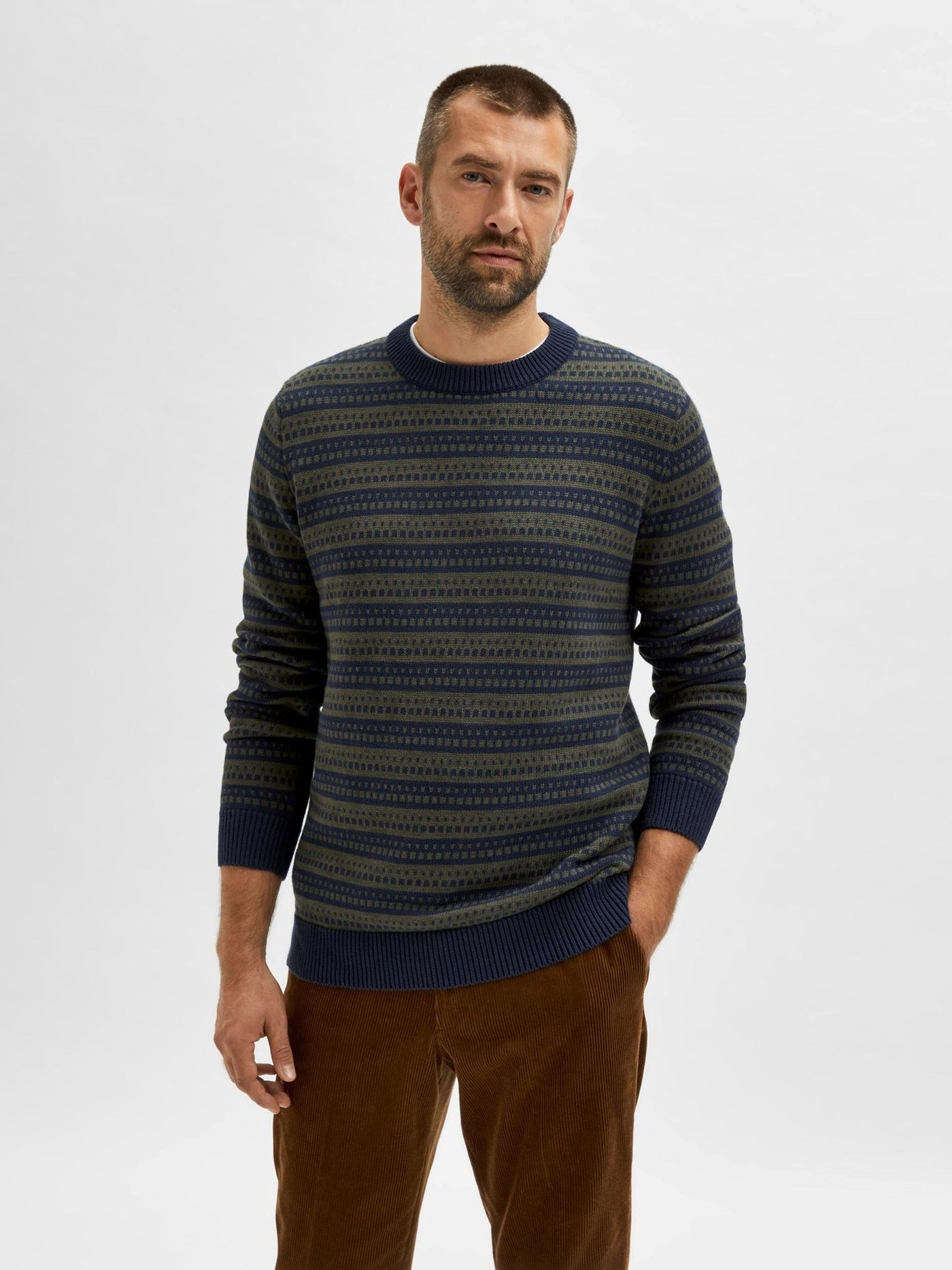 Alfie Crew Neck - Forest Night - Selected Homme - Blå