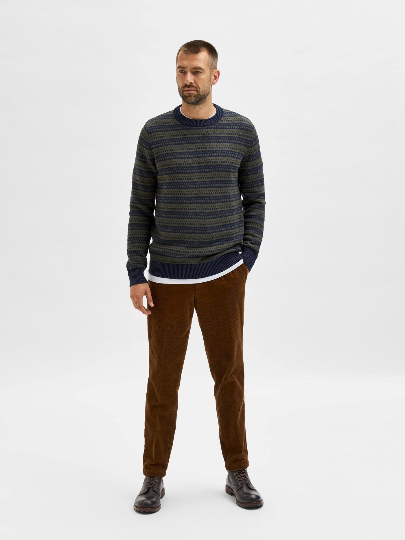 Alfie Crew Neck - Forest Night - Selected Homme - Blå 2