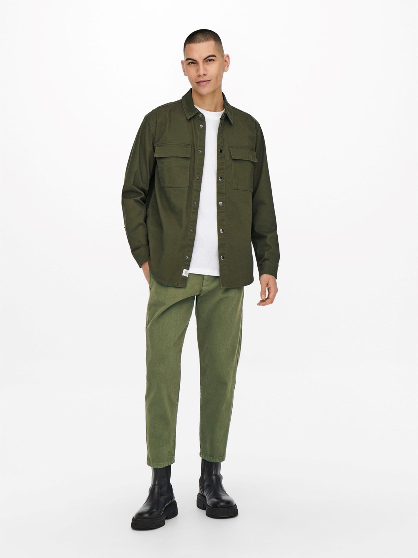 Avi Beam Chino Twill Pants - Olive Night - Only & Sons - Grøn 3
