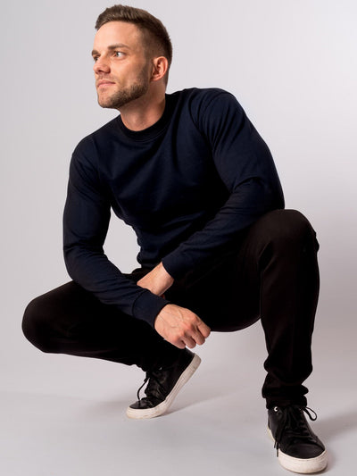 Basic Crewneck - Navy - TeeShoppen - Blå