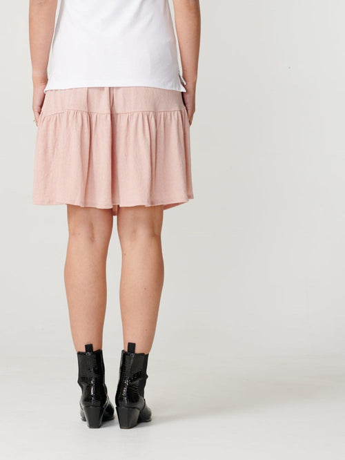 Basic blød mini nederdel - Misty rose - PIECES - Lyserød