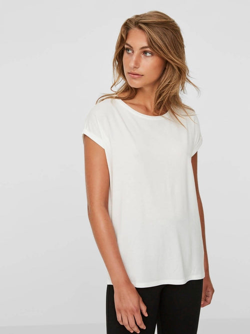 Basic blød t-shirt - Sne Hvid - Vero Moda - Hvid