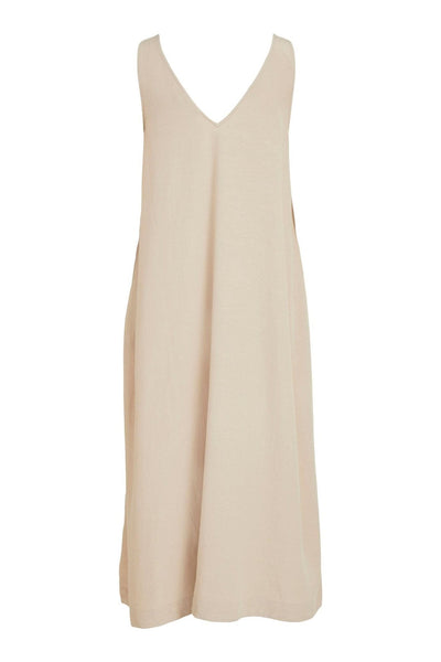 Prisilla V-Neck Midi Dress - Cement - VILA - Sand/Beige 5
