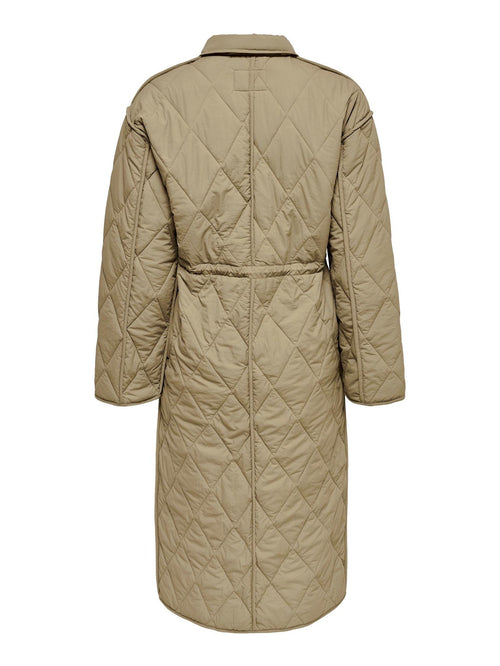 Naya Quilted Long Coat - Petrified Oak - ONLY - Sand/Beige