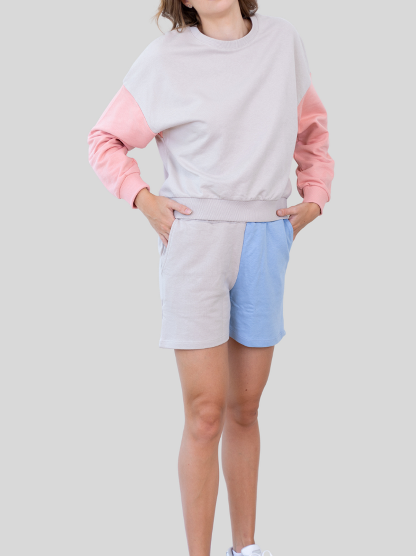 Mera Color Blocks Shorts - Sand/Blå - Jacqueline de Yong - Sand/Beige