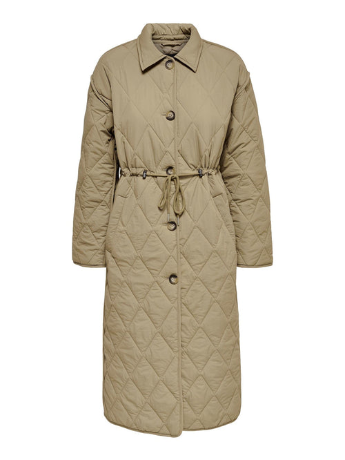 Naya Quilted Long Coat - Petrified Oak - ONLY - Sand/Beige