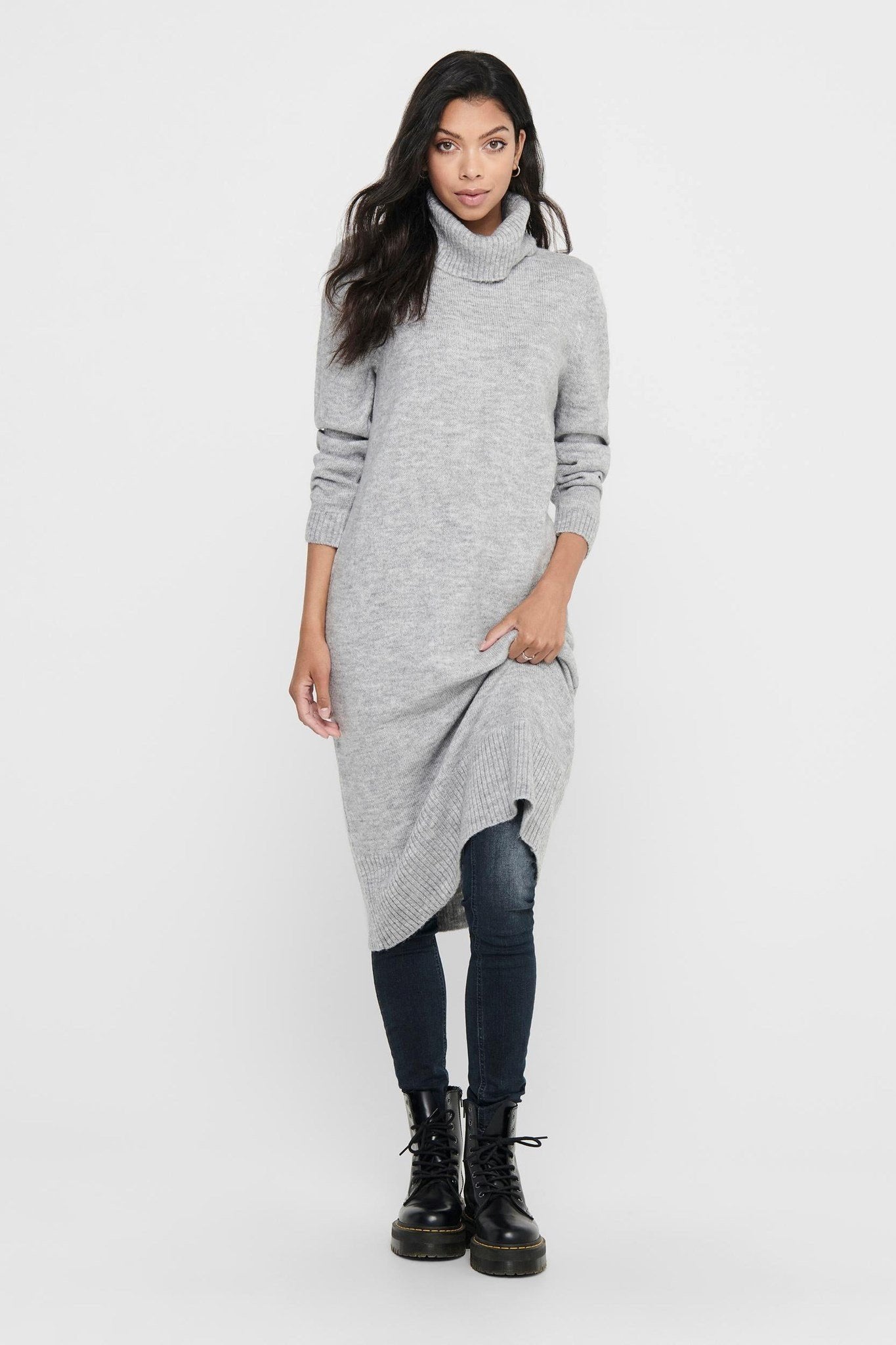 Brandie Roll Neck Dress - Lys Grå Melange - ONLY - Grå 3
