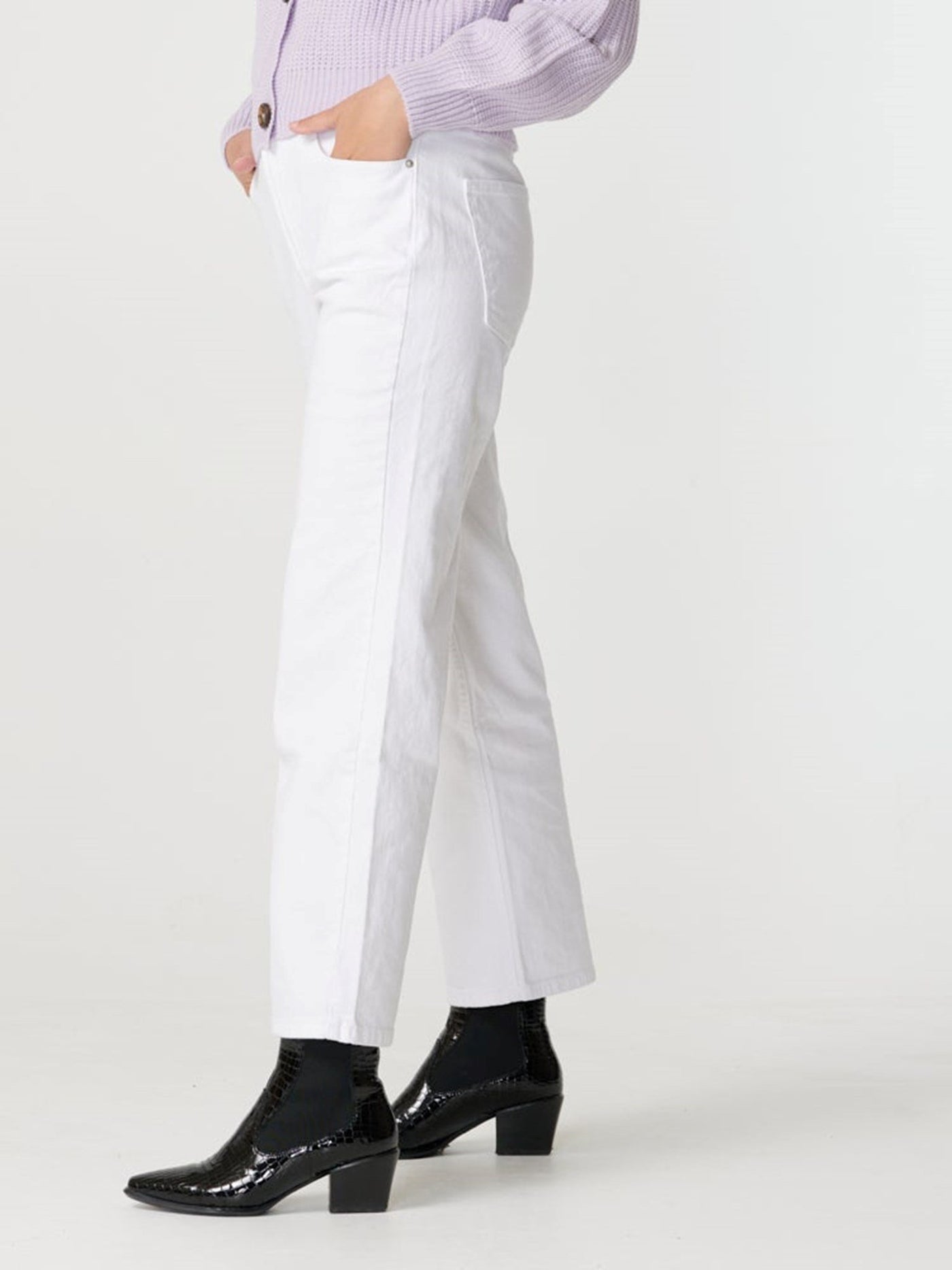 Brede high waist jeans - Hvid - ONLY - Hvid 4
