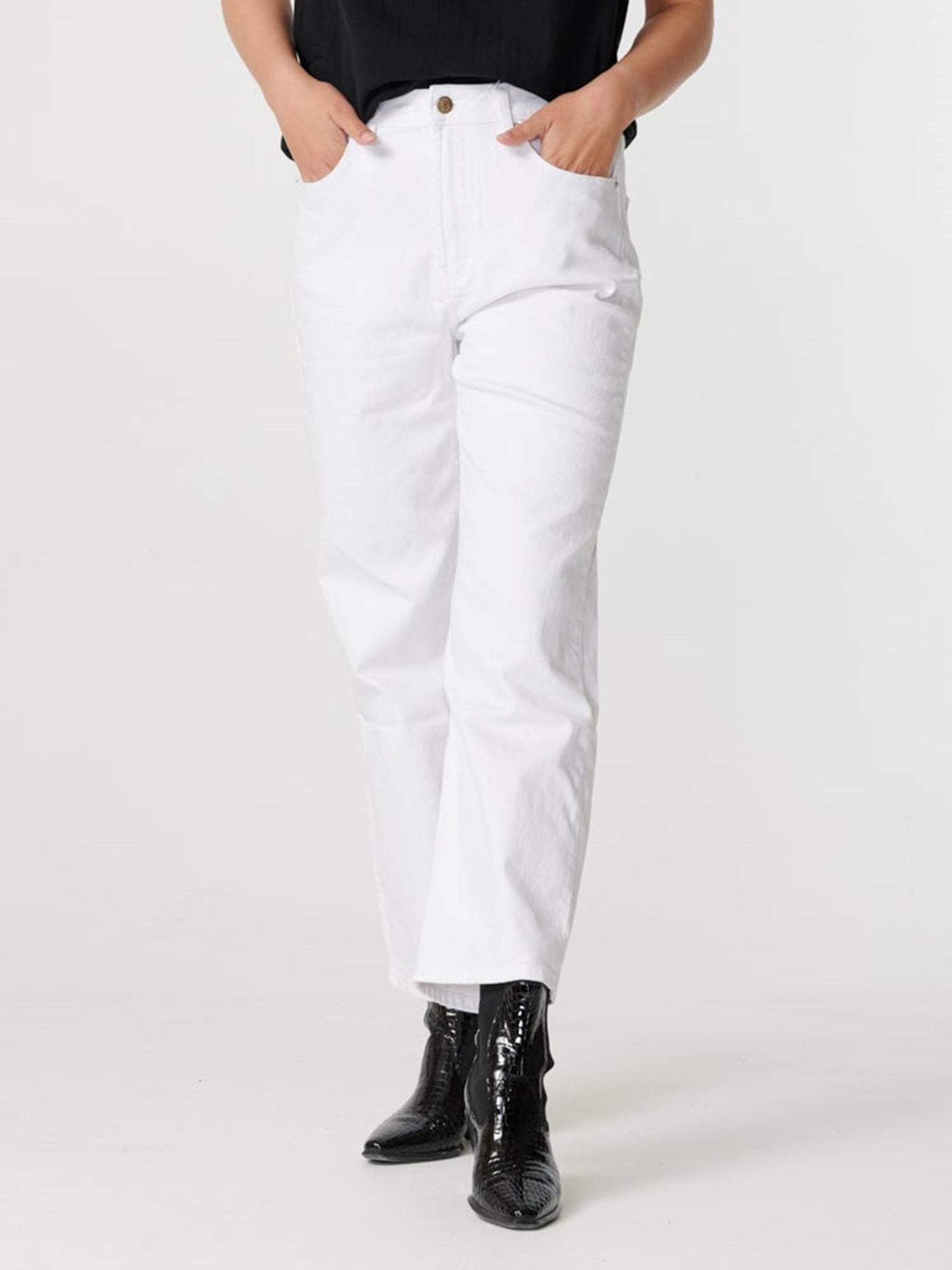 Brede high waist jeans - Hvid - ONLY - Hvid 5
