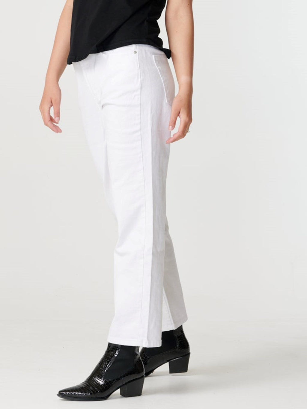Brede high waist jeans - Hvid