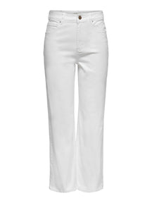 Brede high waist jeans - Hvid