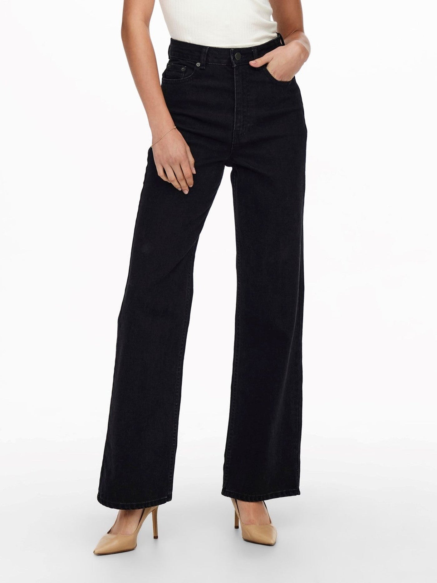 Camille Wide Leg Jeans - Sort Denim - ONLY - Sort
