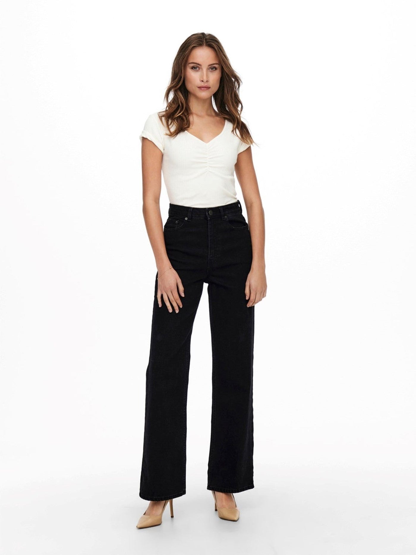 Camille Wide Leg Jeans - Sort Denim - ONLY - Sort 4