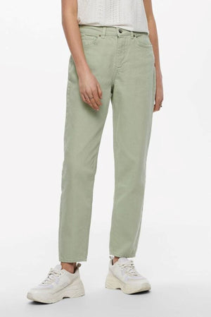 Ensfarvet Mom Bukser - Desert Saga