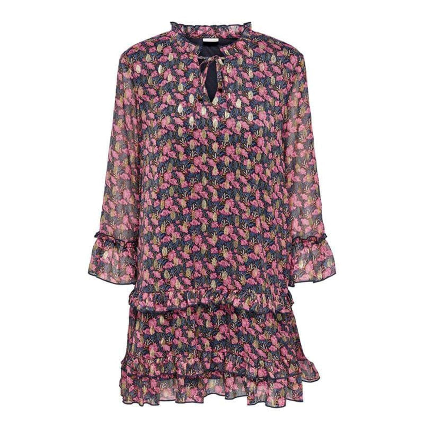 Foil kjole med blomsterprint - Pink - Jacqueline de Yong - Sort 2