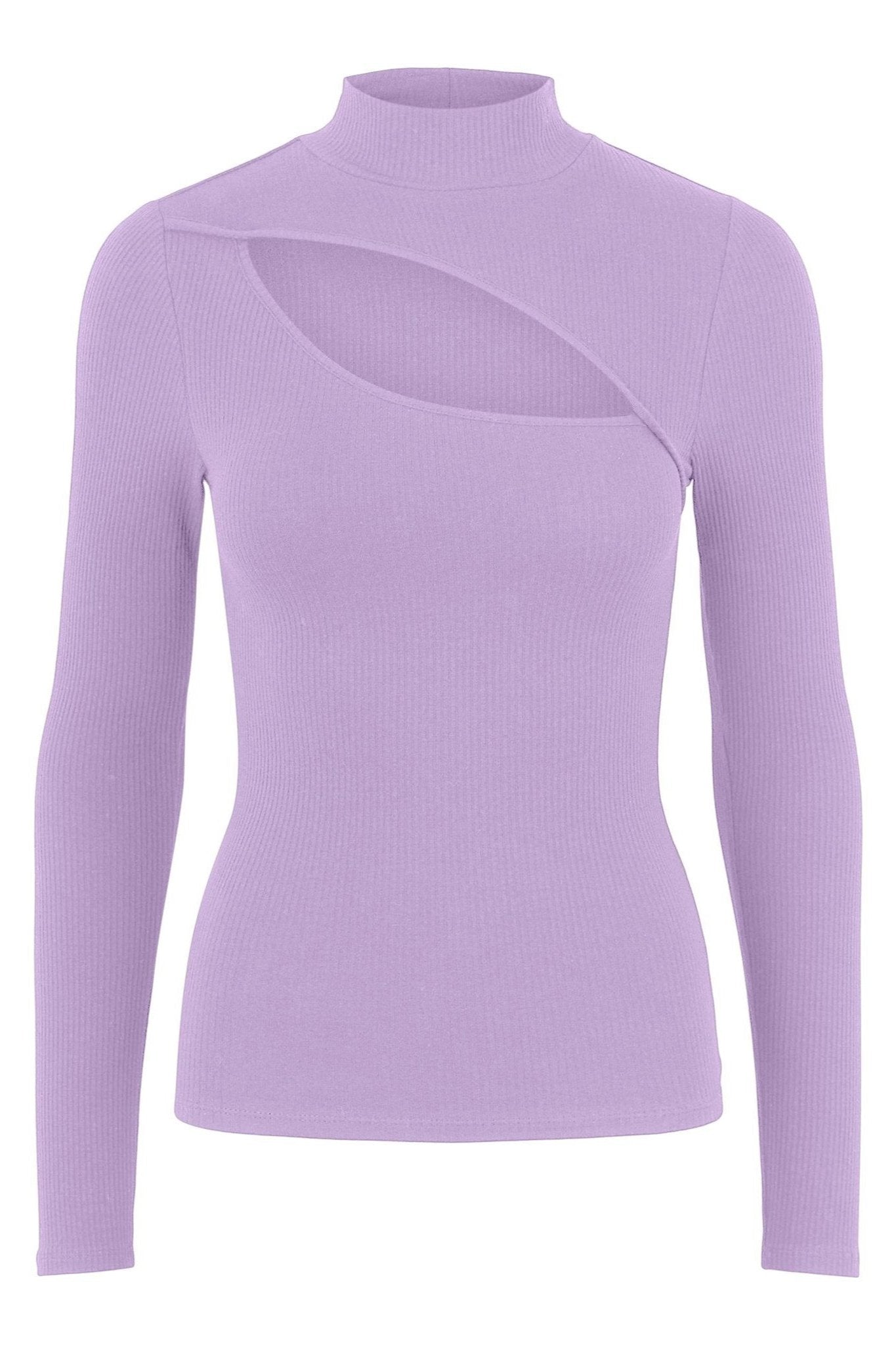 Hazel Cut Out High Neck Bluse - Lavendula - PIECES - Lyserød