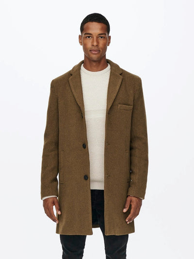 Jaylon Uld Jakke - Monks Robe - Only & Sons - Brun