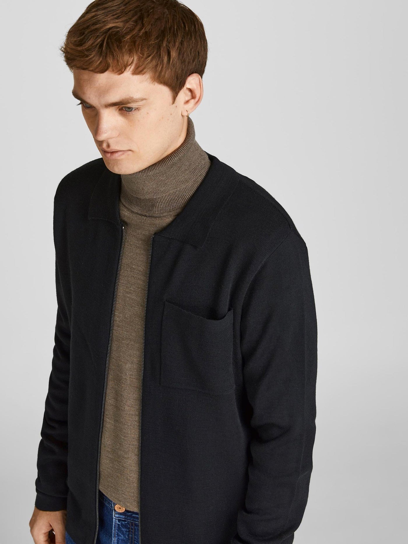 Kaleb Knit Zip Cardigan - Sort - Jack & Jones - Sort 2