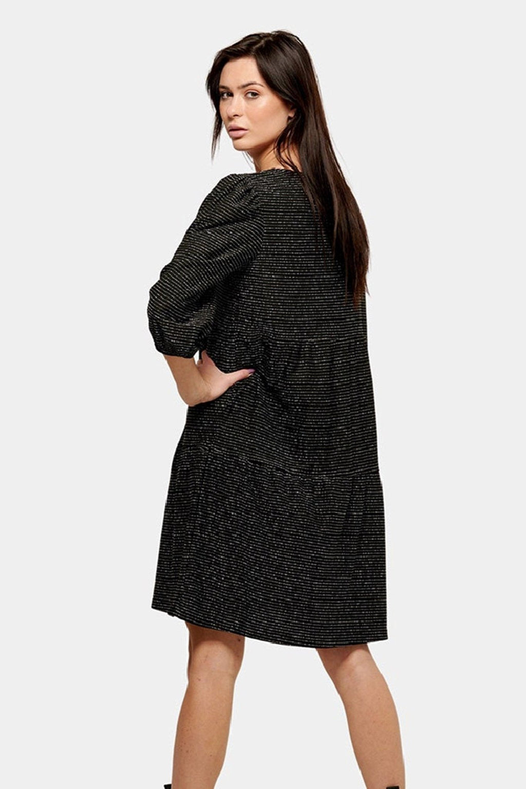 Kjole med glimmer striber - Sort