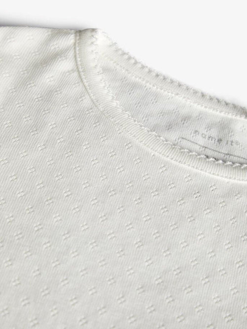 Langærmet Pointelle T-shirt - Hvid - Name It - Hvid