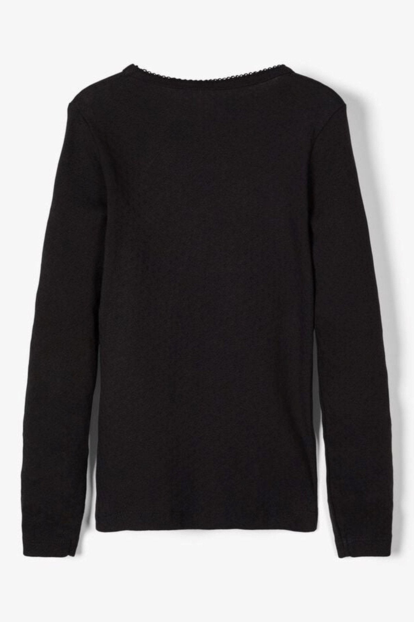 Langærmet Pointelle T-shirt - Sort - Name It - Sort 2