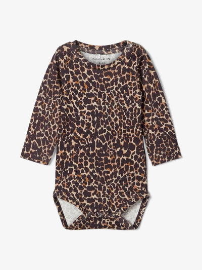 Leopardprintet bodystocking - Mørkebrun - Name It - Brun 4