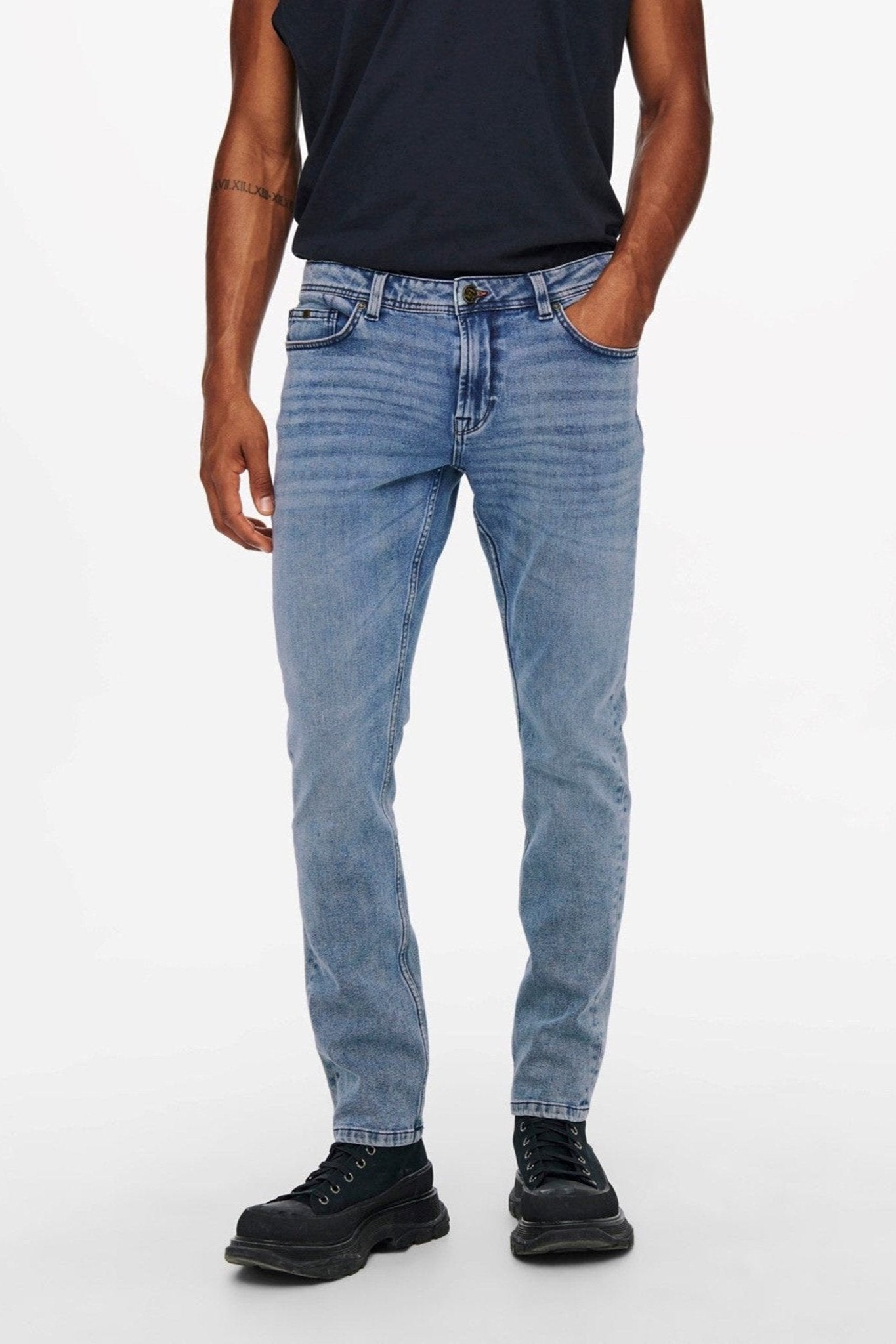 Loom Life Slim Jeans - Blå Denim - Only & Sons - Hvid 4