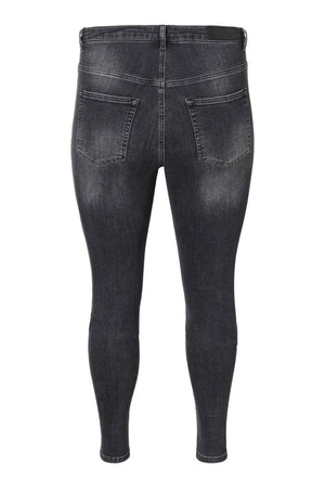 Lora Jeans high waisted (Curve) - Sort-grå denim
