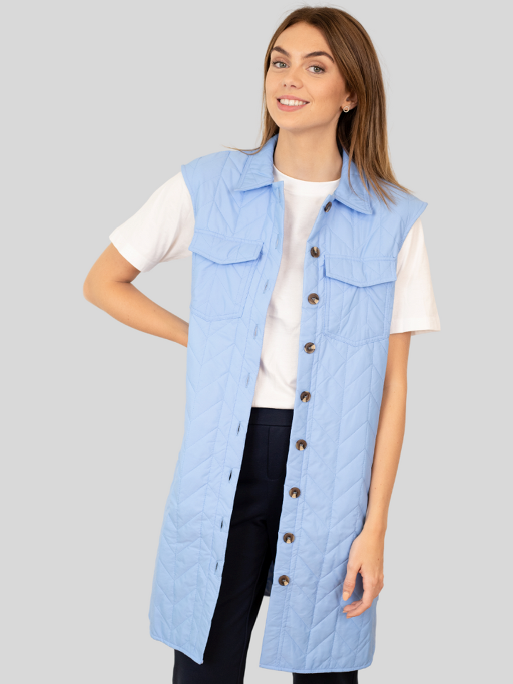 Magda Lang Quilted Vest - Hydrangea