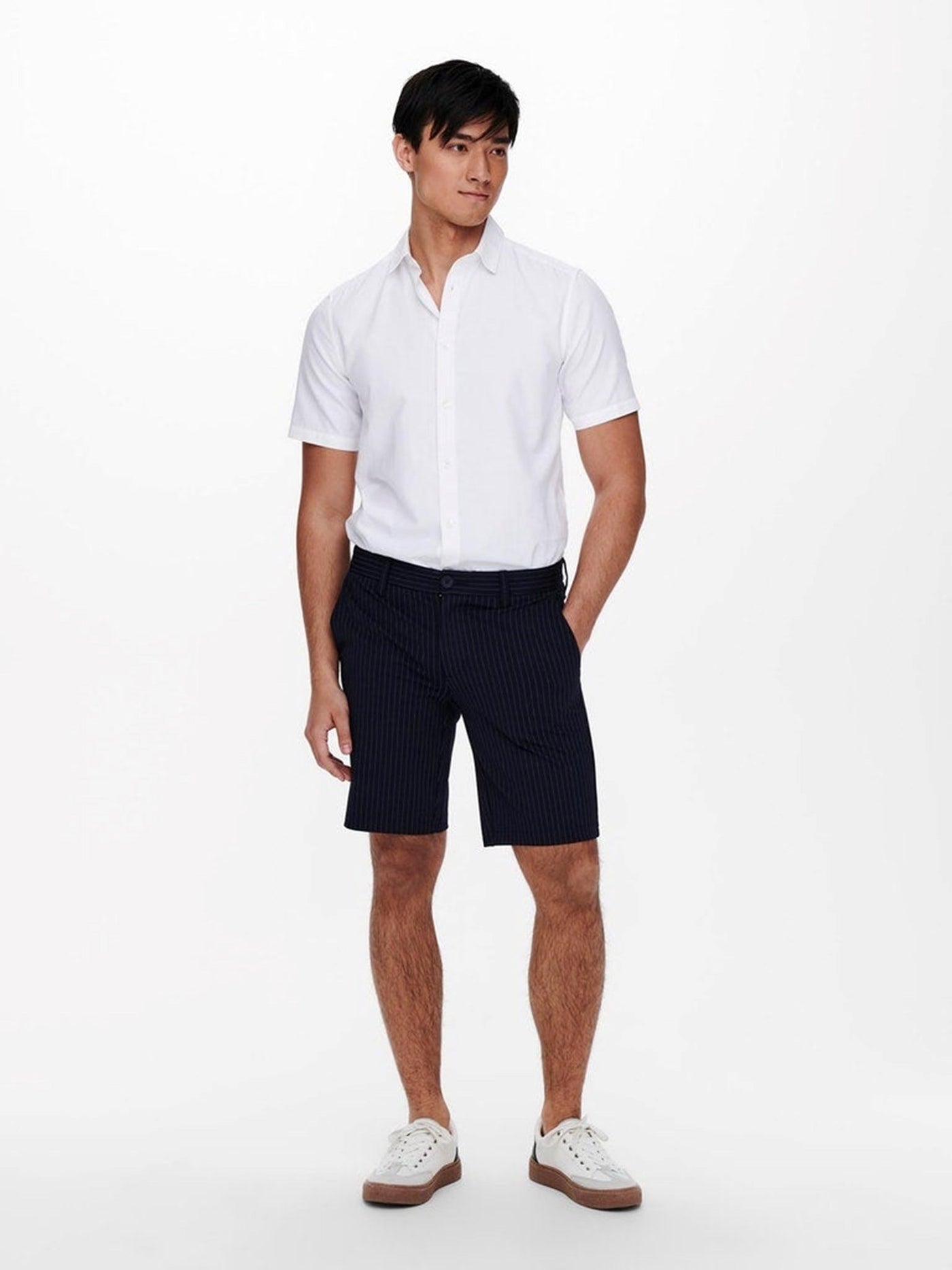 Mark shorts stripe - Mørkeblå - Only & Sons - Hvid