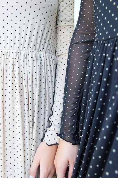 Mesh Frill Dress - Sort Nude Dot - Liberté - Sort 2