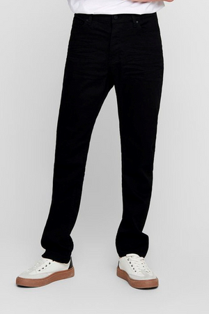 Mike Stretch Jeans - Sort (Bred pasform)
