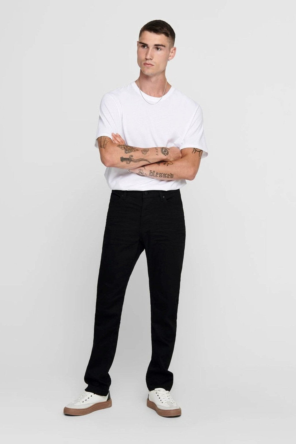 Mike Stretch Jeans - Sort (Bred pasform)