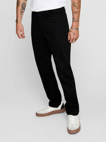 Mike Stretch Jeans - Sort (Bred pasform)