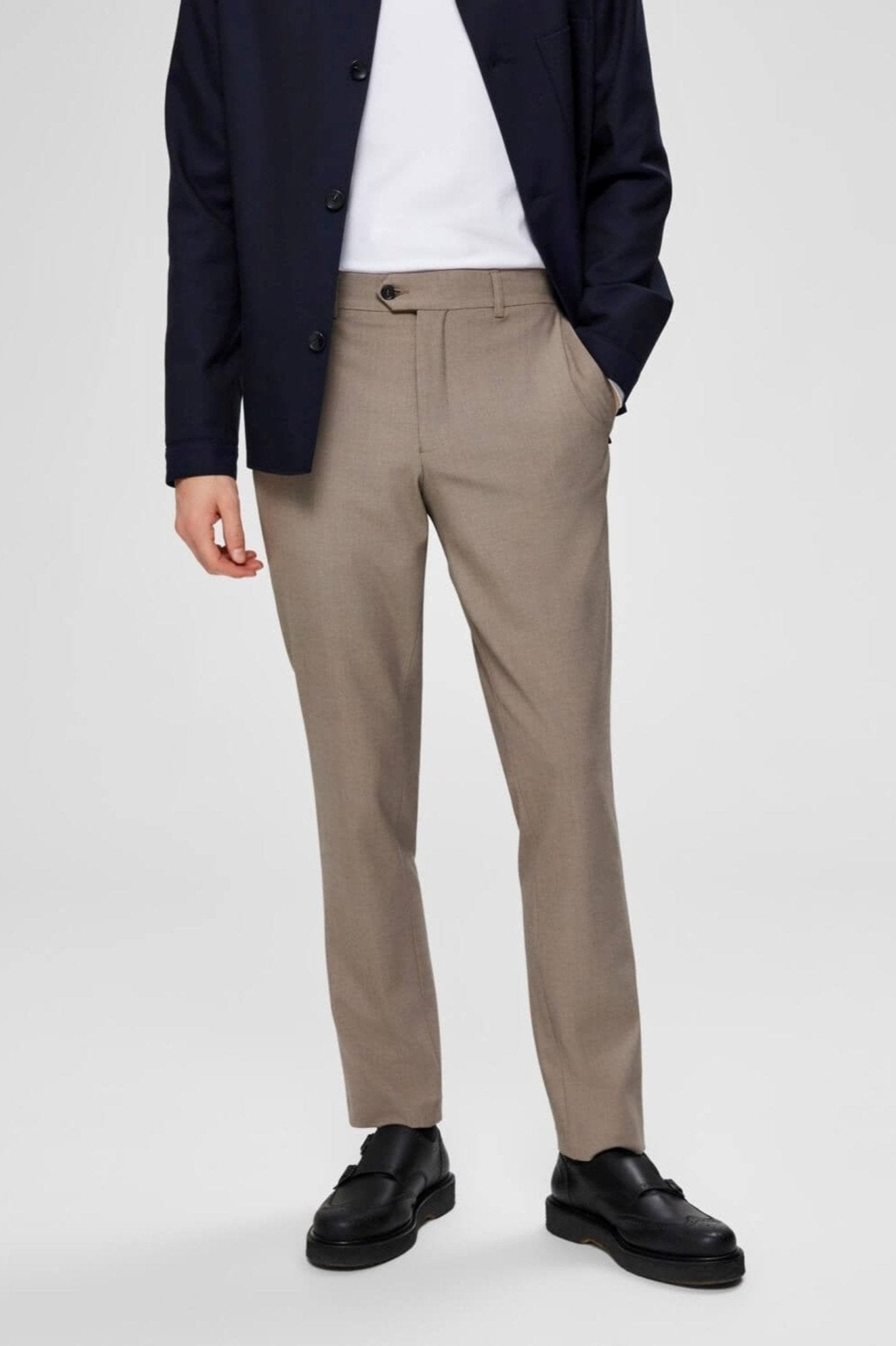 NOOS - SLHSLIM-CARLO FLEX STRUC PANTS B NOOS - Sand - Selected Homme - Brun