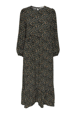 Amalie Midi Kjole - Sort/Orange