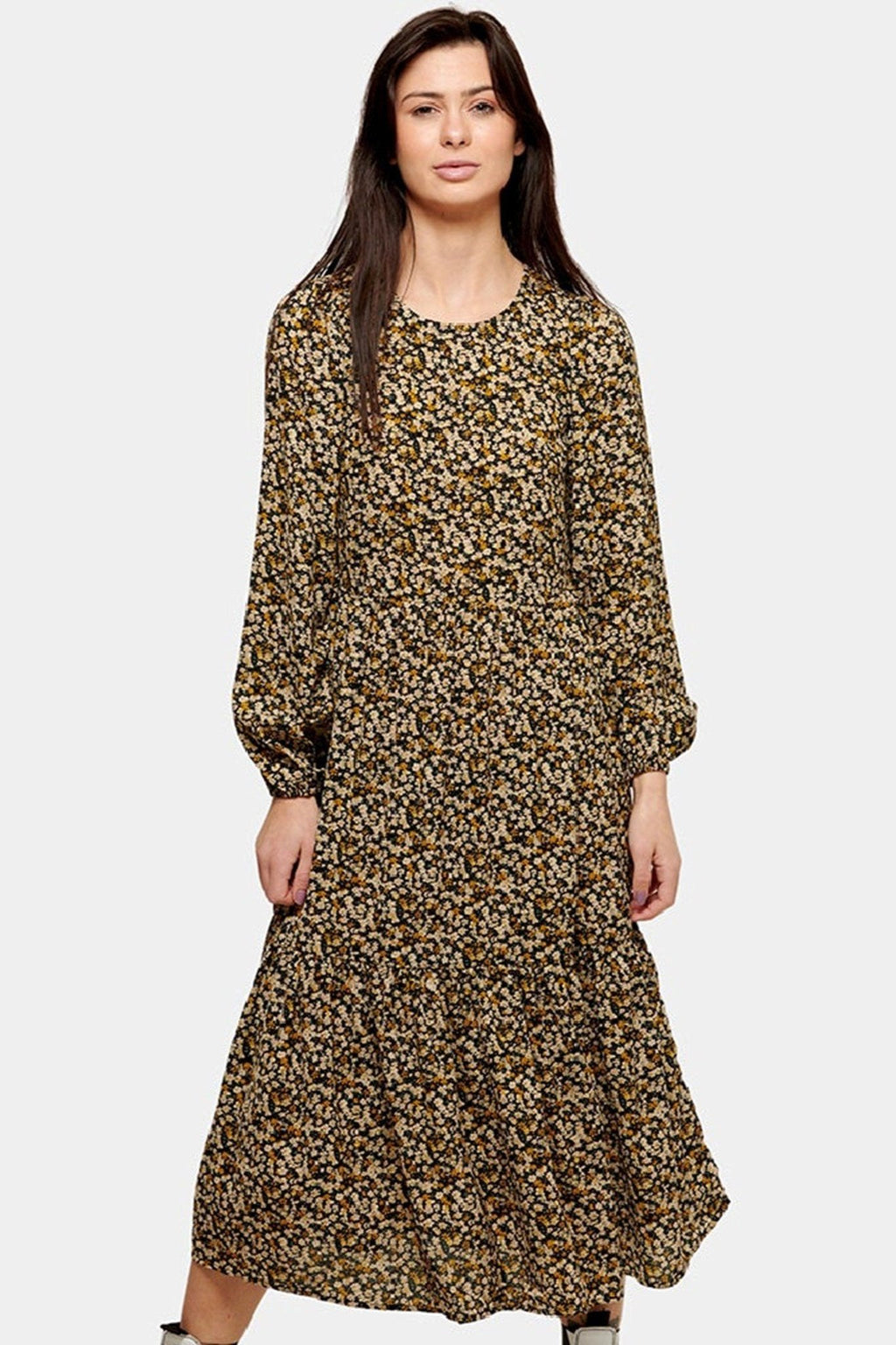 Pals blomstret kjole - Sort blomstret