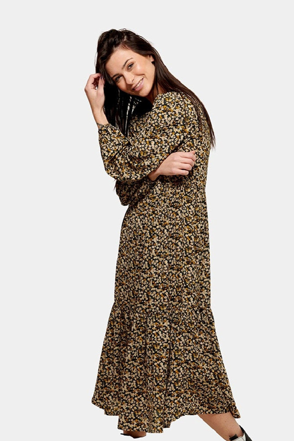 Pals blomstret kjole - Sort blomstret